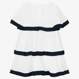 Patachou-Белое многоярусное платье из креп-жоржетта | Childrensalon Outlet