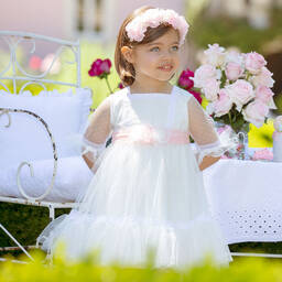 Patachou-Girls White Tulle Dress | Childrensalon Outlet