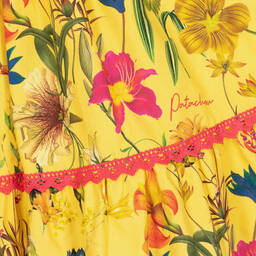 Patachou-Girls Yellow Botanical Cotton Dress | Childrensalon Outlet