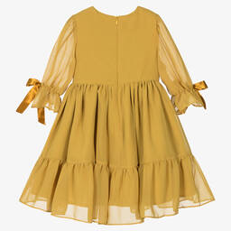 Patachou-Girls Yellow Chiffon Dress | Childrensalon Outlet