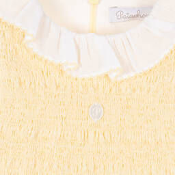 Patachou-Girls Yellow Cotton Seersucker Dress | Childrensalon Outlet