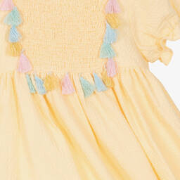 Patachou-Girls Yellow Cotton Seersucker Dress | Childrensalon Outlet