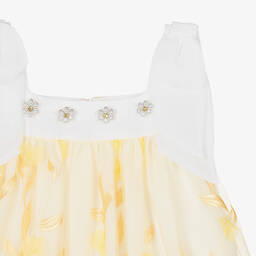 Patachou-Girls Yellow Embroidered Floral Dress | Childrensalon Outlet