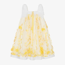 Patachou-Girls Yellow Embroidered Floral Dress | Childrensalon Outlet