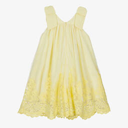 Patachou-Girls Yellow Embroidered Tulle Dress | Childrensalon Outlet