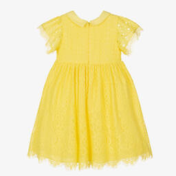 Patachou-Girls Yellow Floral Lace Dress | Childrensalon Outlet