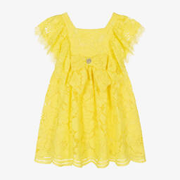 Patachou-Girls Yellow Lace & Chiffon Dress | Childrensalon Outlet