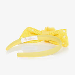 باتاشو-طوق للشعر مزين بفيونكة دانتيل لون أصفر | Childrensalon Outlet