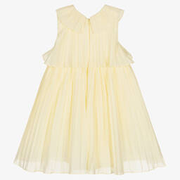 Patachou-Girls Yellow Pleated Cotton Dress | Childrensalon Outlet