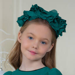 Patachou-Зеленый ободок с шифоновыми цветами | Childrensalon Outlet