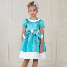 Patachou-Green & White Bow Dress | Childrensalon Outlet