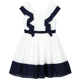 Patachou-Ivory & Blue Crêpe Dress | Childrensalon Outlet