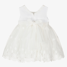 Patachou-فستان قطن وكتان وتول لون عاجي باهت | Childrensalon Outlet