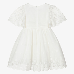 Patachou-Ivory Embroidered Tulle Dress | Childrensalon Outlet