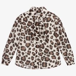 Patachou-بلوز شيفون لون بيج فاتح بطبعة جلد النمر للبنات | Childrensalon Outlet