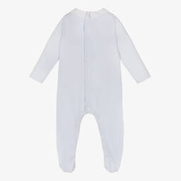 Patachou-Pale Blue Cotton Babygrow | Childrensalon Outlet