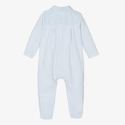 Patachou-Pale Blue Velour Babygrow | Childrensalon Outlet