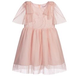 Patachou-Pink Cotton & Tulle Dress  | Childrensalon Outlet