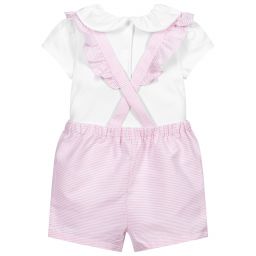 Patachou-Pink Dungaree Shorts Set | Childrensalon Outlet