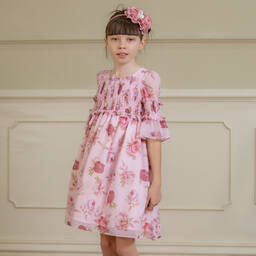 Patachou-Pink Floral Chiffon Dress | Childrensalon Outlet
