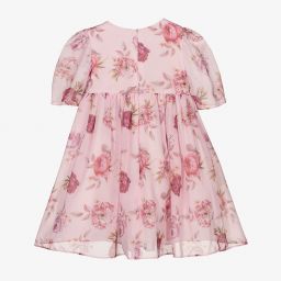 Patachou-Pink Floral Chiffon Dress  | Childrensalon Outlet