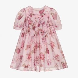 Patachou-Pink Floral Chiffon Dress  | Childrensalon Outlet