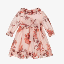 Patachou-فستان شيفون لون زهري بطبعة ورود | Childrensalon Outlet