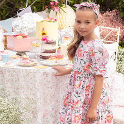 Patachou-Pink Floral Cotton Dress | Childrensalon Outlet