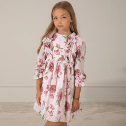 Patachou-Pink Poppy Chiffon Dress | Childrensalon Outlet