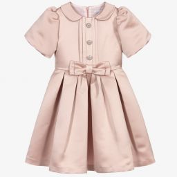 Patachou-Pink Satin Bow Dress | Childrensalon Outlet
