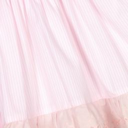 Patachou-فستان قطن بوبلين مقلم لون زهري وأبيض للمولودات | Childrensalon Outlet