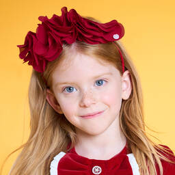 Patachou-Красный ободок с шифоновыми цветами | Childrensalon Outlet