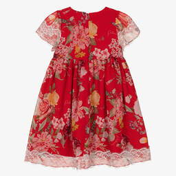 Patachou-Красное платье из шифона и кружева с цветами | Childrensalon Outlet