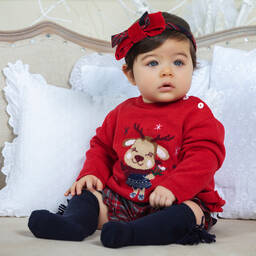 Patachou-Красный вязаный свитер с северным оленем | Childrensalon Outlet