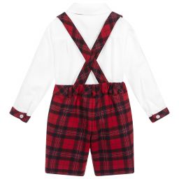 Patachou-Red Tartan Shorts & Shirt Set | Childrensalon Outlet