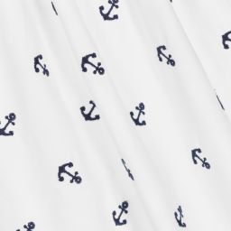 Patachou-فستان قطن بوبلين لون أبيض وكحلي | Childrensalon Outlet