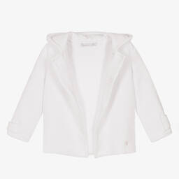 باتاشو-White Cotton Jersey Baby Jacket | Childrensalon Outlet