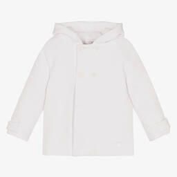 باتاشو-White Cotton Jersey Baby Jacket | Childrensalon Outlet