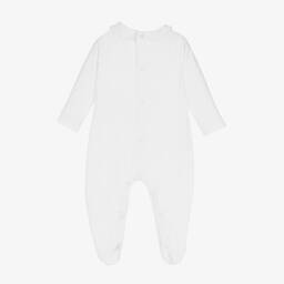 Patachou-White Cotton Jersey Babygrow | Childrensalon Outlet
