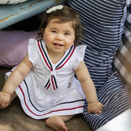 Patachou-White Cotton Sailor Dress | Childrensalon Outlet