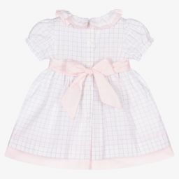 Patachou-White & Grey Cotton Baby Dress | Childrensalon Outlet