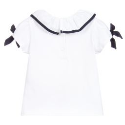 Patachou-White Jersey Ruffle T-Shirt | Childrensalon Outlet