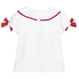 Patachou-White Jersey Ruffle T-Shirt | Childrensalon Outlet