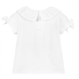 Patachou-White Jersey Ruffle T-Shirt | Childrensalon Outlet