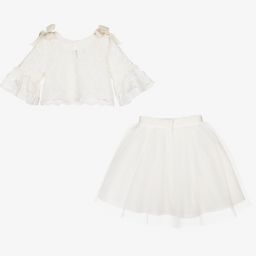 باتاشو-طقم تنورة تول ودانتيل لون أبيض | Childrensalon Outlet