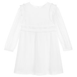 Patachou-White Pleated Chiffon Dress | Childrensalon Outlet