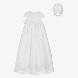 Patachou-Белое крестильное платье и чепчик из органзы | Childrensalon Outlet