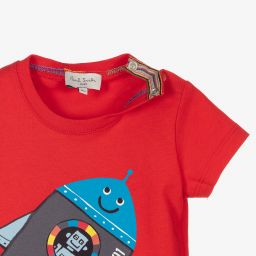 بول سميث جونيور-Boys Red Cotton T-Shirt | Childrensalon Outlet