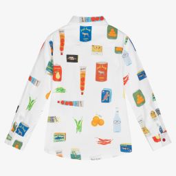 Paul Smith Junior-Boys White Cotton Logo Shirt | Childrensalon Outlet