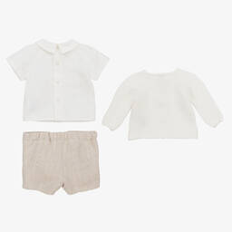 PAZ Rodríguez-Baby Boys Beige Cotton Shorts Set | Childrensalon Outlet